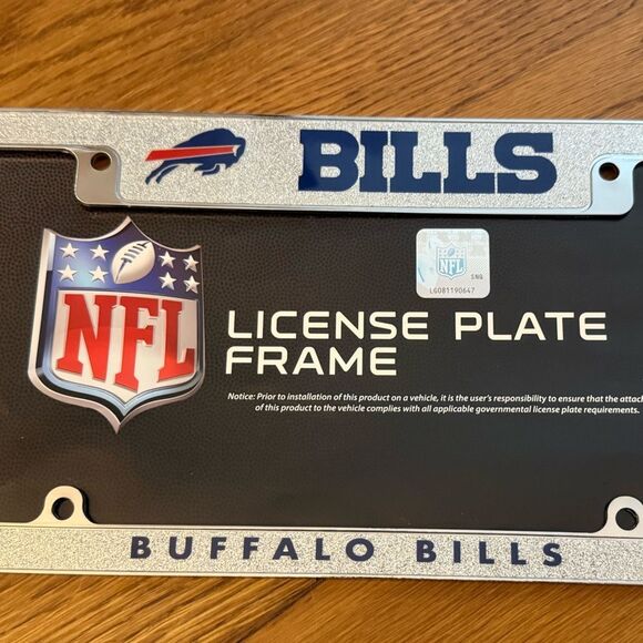 NFL Buffalo Bills Chrome Metal License Plate Frame NWT Logo - Picture 3 of 5